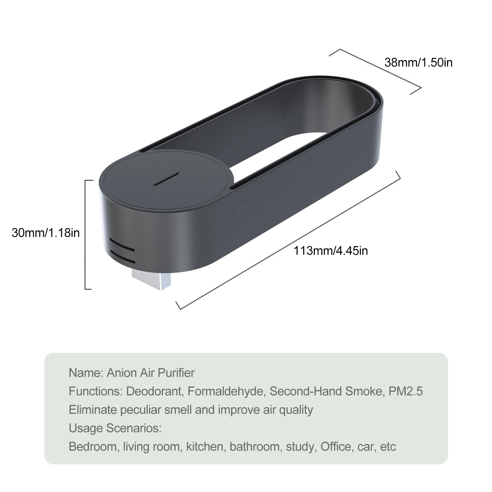 Автомобильный ионизатор воздуха мини-освежитель с USB-зарядкой портативный