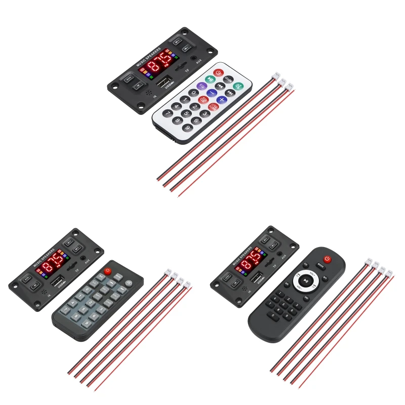 

2x 60W Amplifier Bluetooth-compatible 12V MP3 Decoder Board Call Recording Music Module USB TF AUX FM Radio