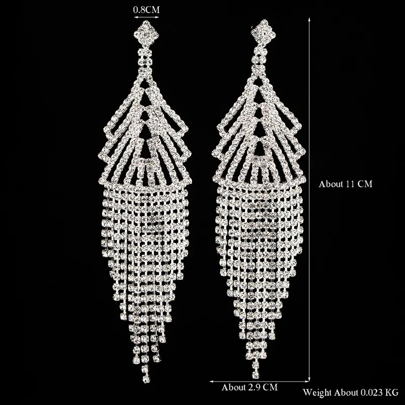 

European and American Retro Fashion Long Earrings with Diamond Inlaid Bicolor Metal Tassel Earrings High Quality Earrings Female
