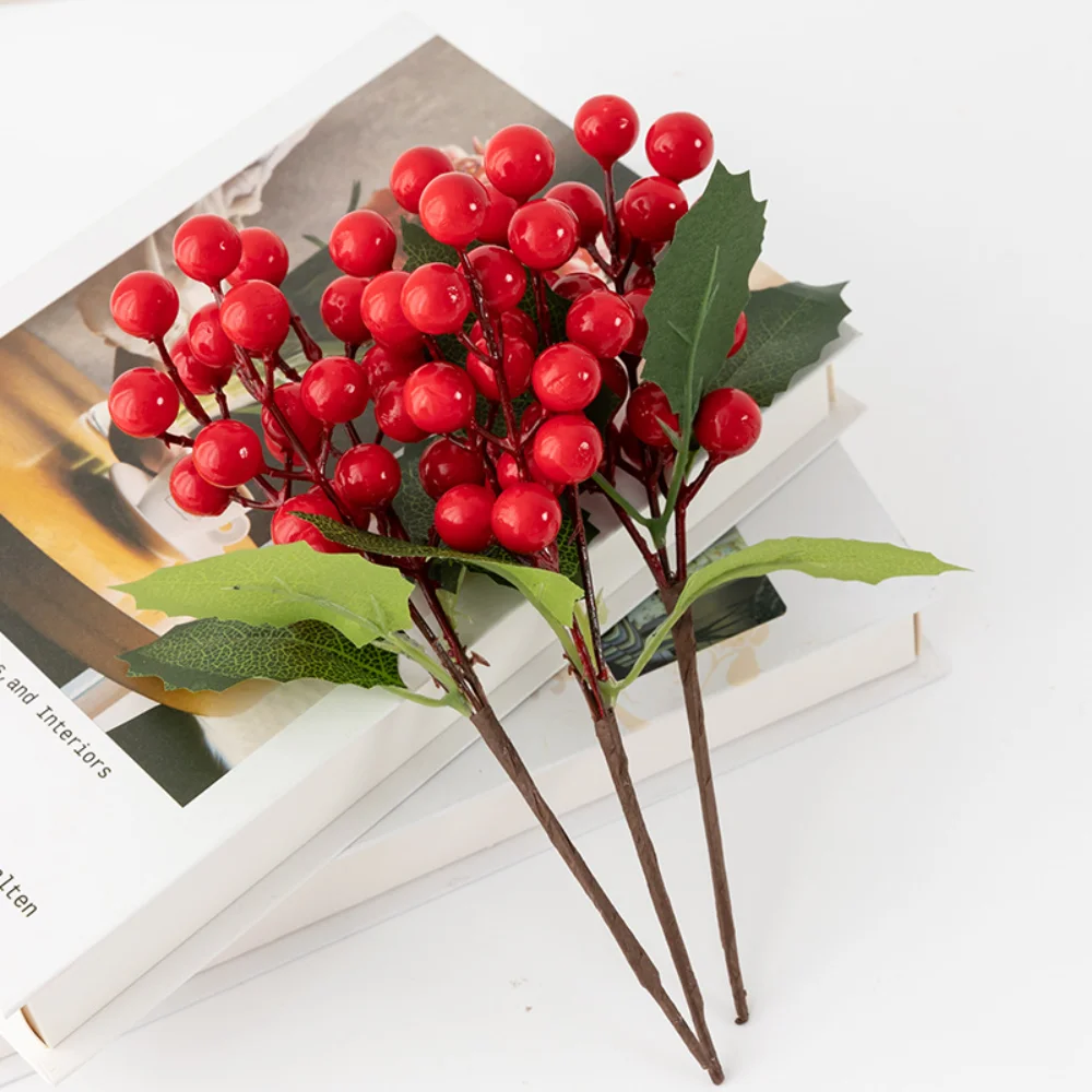 

Artificial Red Berry Christmas Decoration Fruit Fake Flower Home Wedding Tree Ornaments New Year 2023 Party Christmas Decoration