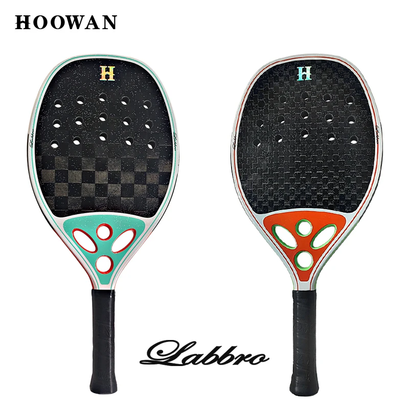 

HOOWAN Labbro Beach Tennis Racket 12K 18K Carbon Fiber Professional Beach Tennis Paddle with Good Finish & Soft EVA Core