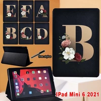 for ipad mini 6 case 2021 gold letter pattern cover for ipad mini 6th generation 8 3 inch folding stand case cover