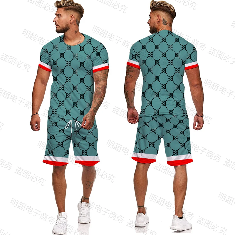 Luxury 3D Printing Men Tracksuit Men's Oversized Clothing T-shirt Shorts outfits Sets Streetswear Male Tshirt Set Summer Beach