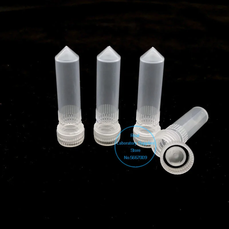 50/100/200/300/500pcs/lot 2ml Plastic Freezing tube Lab Cryovial with silica gel gasket Vials v-bottom test tube