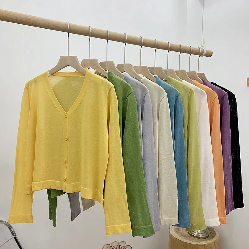 

Cardigan Summer Girls 2022 New Summer Knitted Tops Thin Outwear Sweater Tee Shirts Women Loose Shawl Crop Top