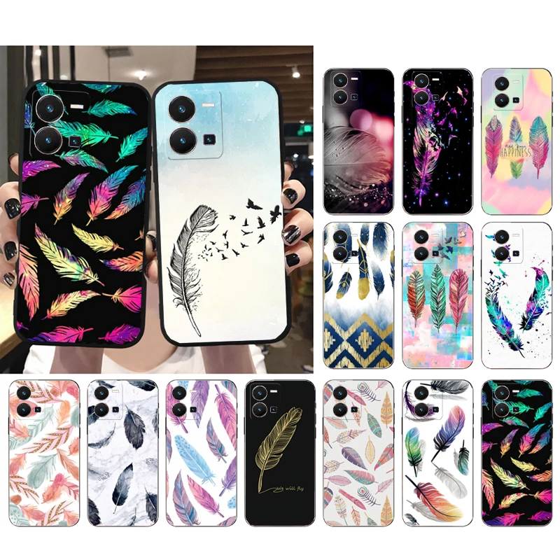 

Feather Phone Case For VIVO Y53S Y33S Y11S Y31 Y21 Y70 Y20 Y21S Y72 Y55 Y76 Y51 Y01 V23E V21 V23 V21E Case
