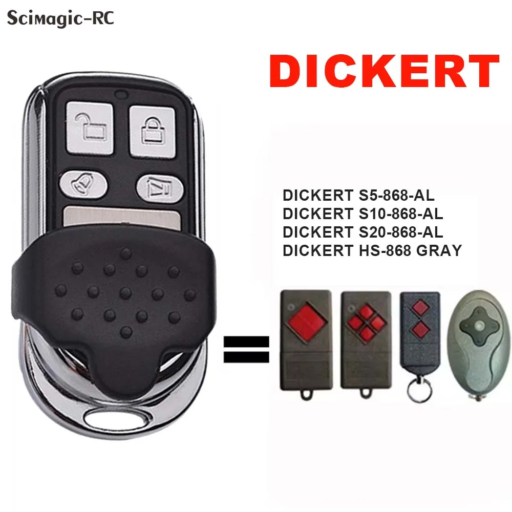 

Compatible DICKERT S5-868-AL/S10-868-AL/S20-868-AL/HS-868 GRAY 868mhz garage door command remote Controller