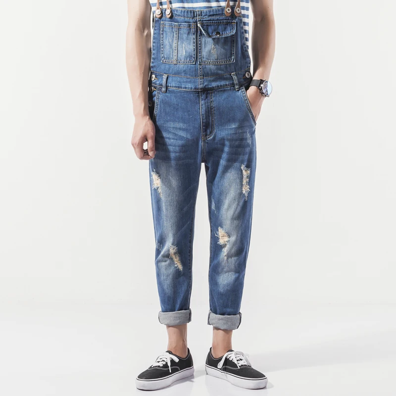 Denyblood Jeans Mens Distressed Jeans Ripped Denim Overalls Bib Pants Jumpsuit for Mens 2022 Casual Pants jean baggy vintage