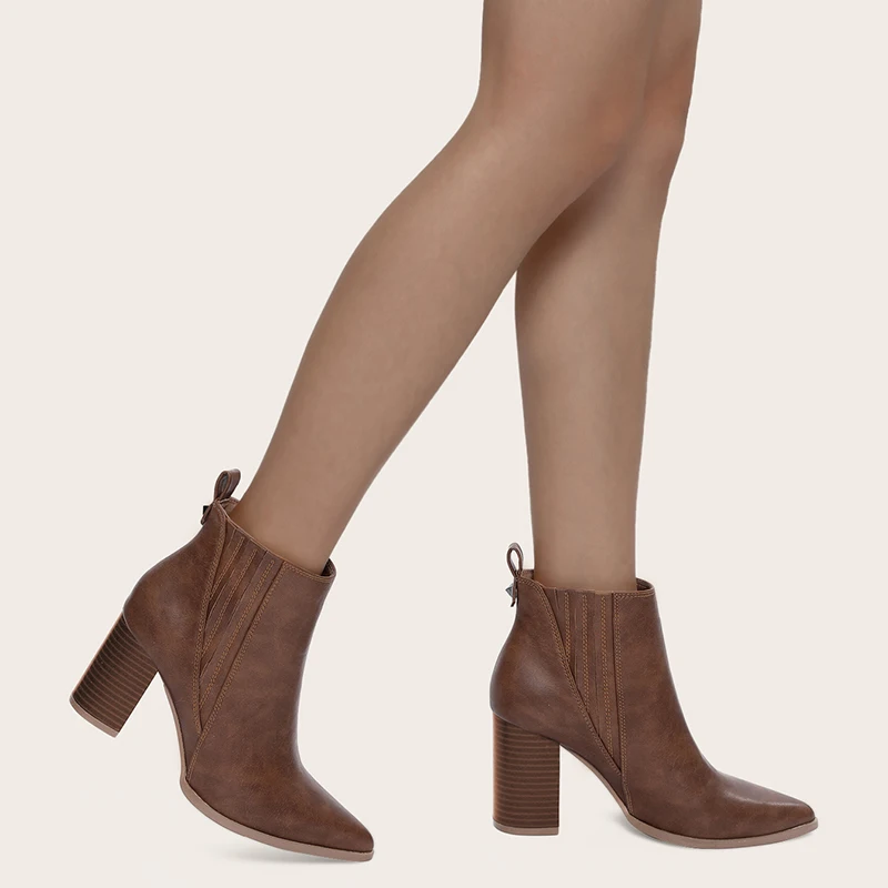 

Женские ботильоны с острым носком, ботильоны на массивной платформе, весна-осень 2022