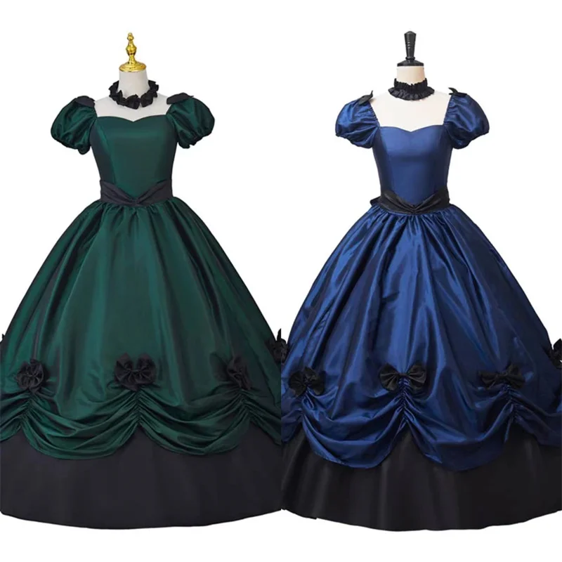

Mediaeval Green Blue Women's Southern Belle Rococo Ball Gown Gothic Victorian Costume Dress