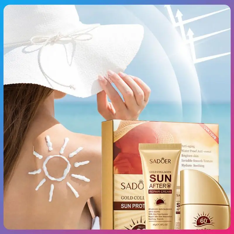 

Освежающий Золотой коллагеновый солнцезащитный крем после ремонта, блестящий уход за лицом, изоляция, защита от пота, солнцезащитный крем, уход за кожей, ежедневные поставки