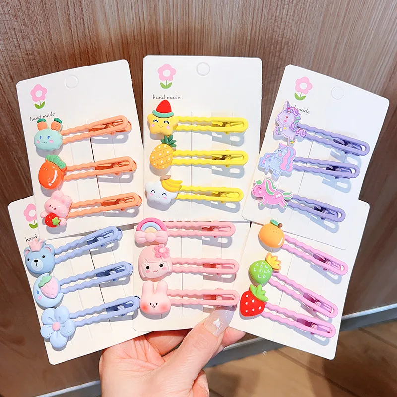 

Wholesale 100pcs Summer Children's Cute Cartoon Bunny Hairpin Little Girl Flower Hairpin Hair Side Clips Accessories