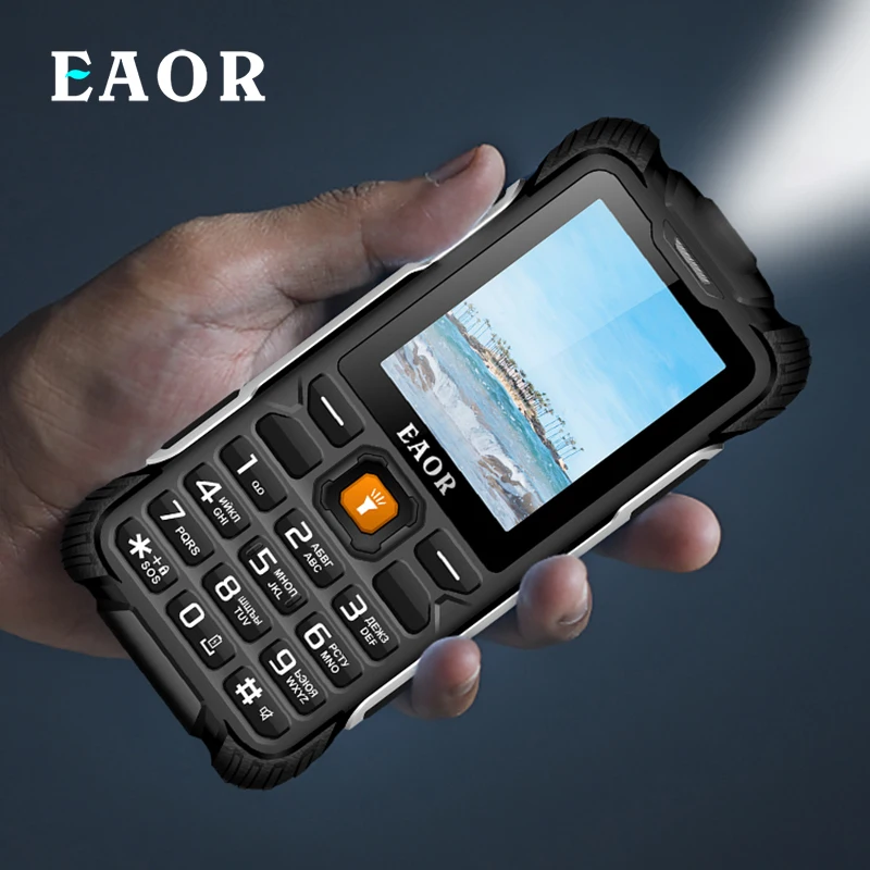 

EAOR 2G Rugged Phone 3000mAh Support Reverse Charging IP68 Water/Dust-proof Push-button Telephone Keypad Phones Feature Phone