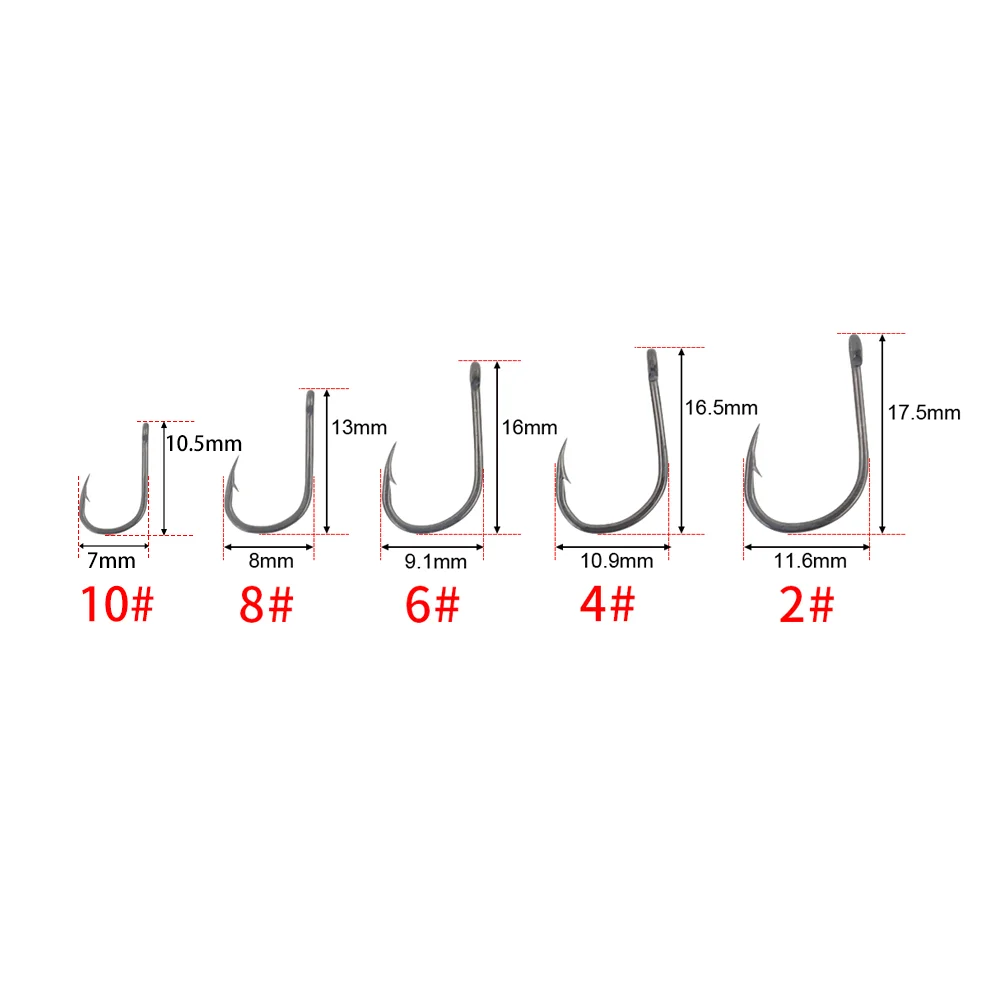 Hirisi 50pcs Barbed  Coated Carp Fishing Hooks with Eye Design in Japan Made by High Carbon Steel 8001