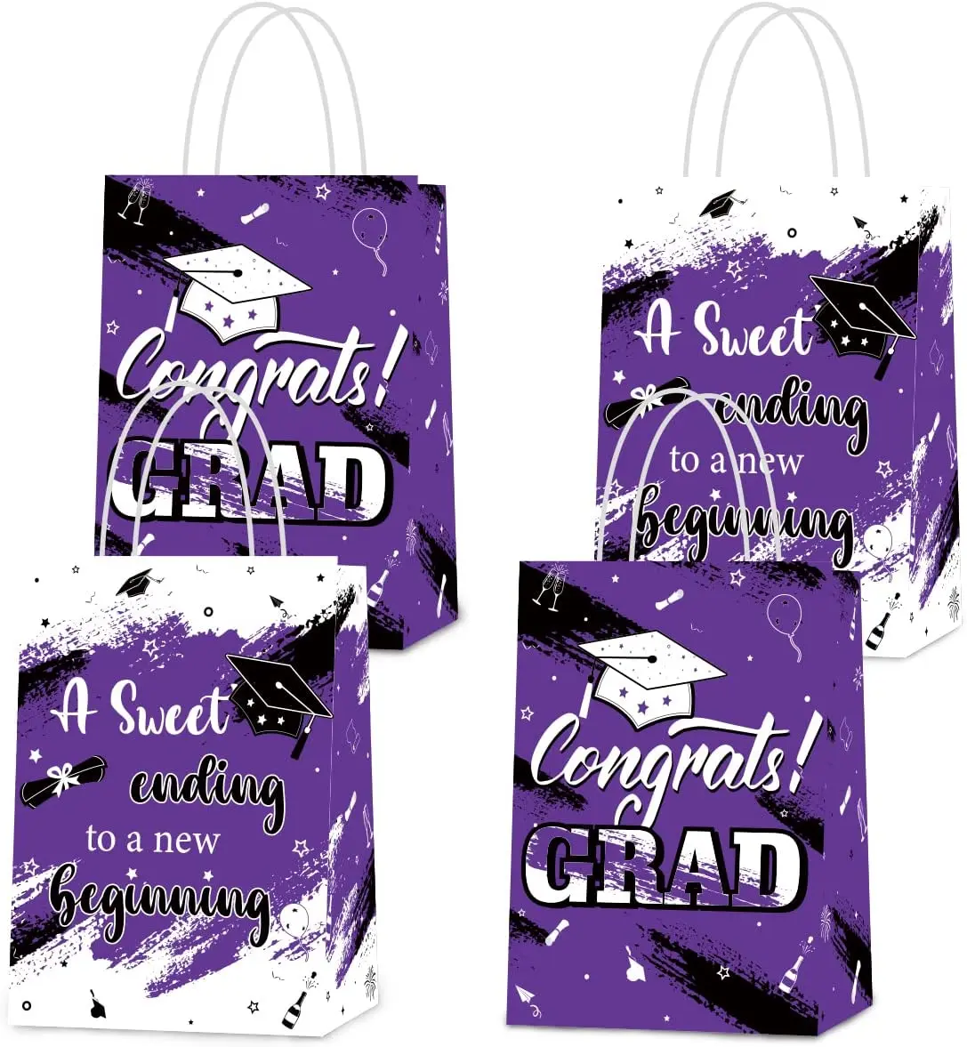 

Sursurprise 16pcs Graduation Gift Bag Purple Congrats Grad Party Candy Goodie Bag Class of 2023 Graduation Party Favor Treat Bag