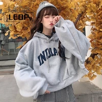 winter womens letter print hoodie versatile casual simple hoodie fashion top women thickened aesthetic loose fake two piece set