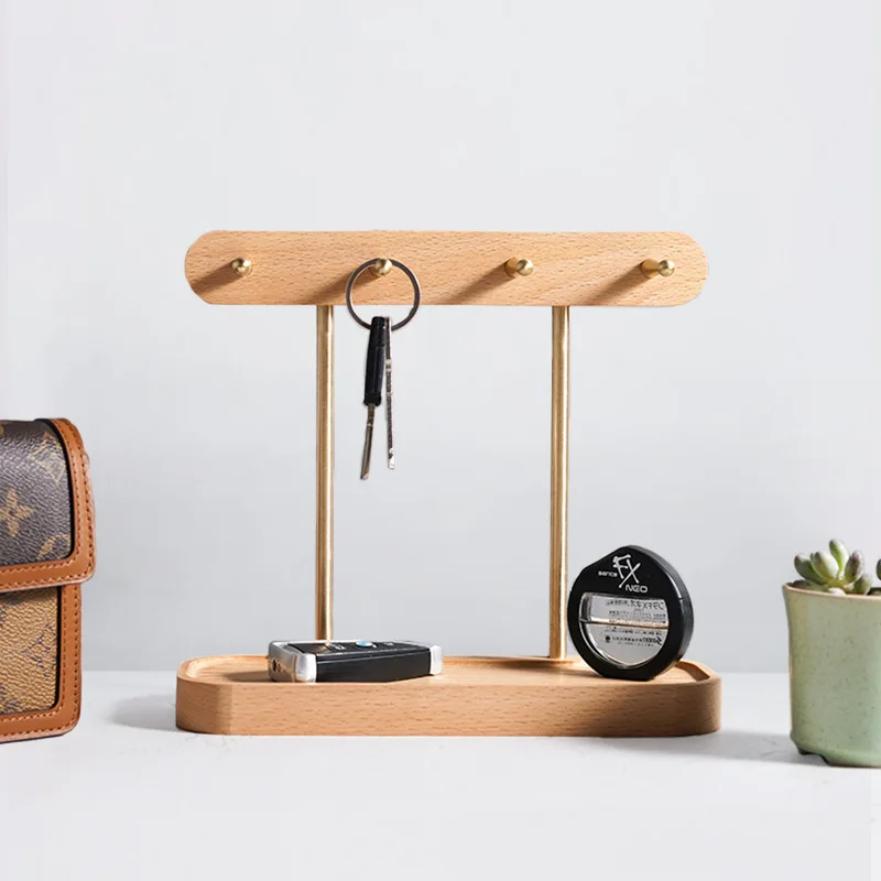 Деревянная полка из черного ореха креативное украшение латунный крючок