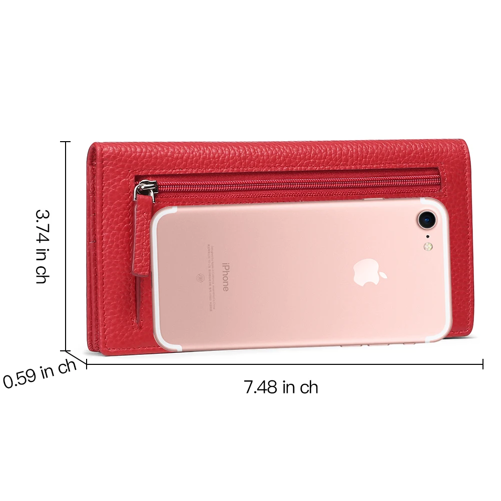 New Genuine Leather Women Wallets Card Wallet Slim Wallet Purse Ultra Thin Leather Long Wallet Solid Colors Clutch Phone Bag