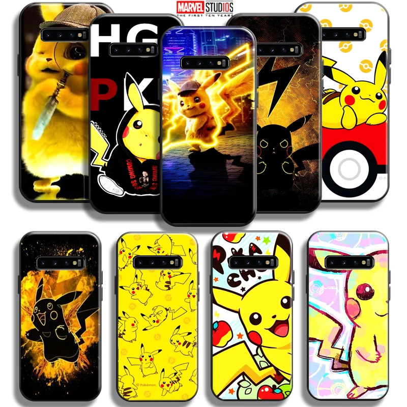

Anime Pokemon Pikachu For Samsung Galaxy S10 5G S10 Plus Lite S10E S10 Phone Case Liquid Silicon Back Coque Black Funda