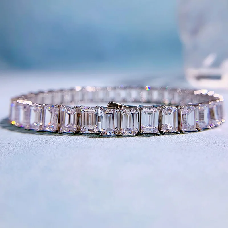 

Браслет Rock Sugar с бриллиантами, полностью Алмазная вставка, изумрудная огранка, серебро 925 пробы, сверхмощный браслет