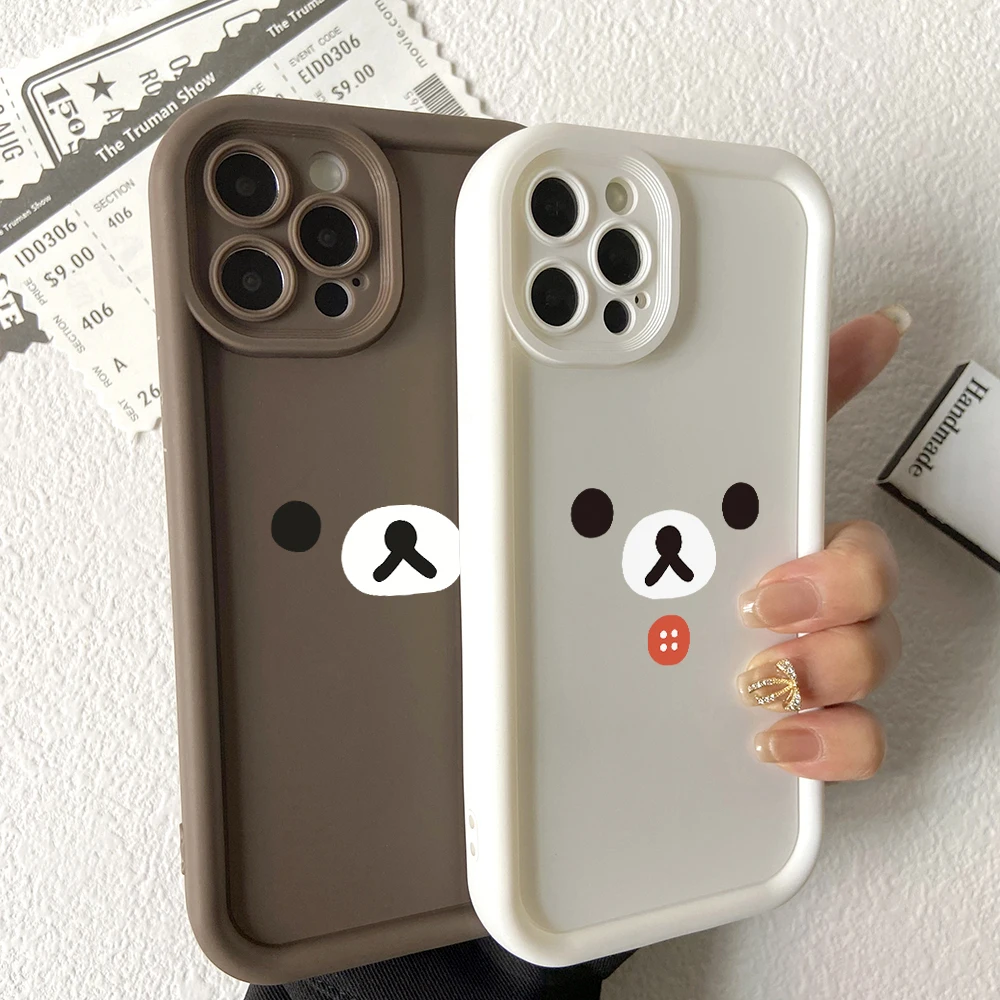 Чехол для телефона Rilakkuma Bear iPhone 16 15 14 Plus 13 12 11 iPhone16 iPhone13 Pro Max X Xs XR 8 7 мягкий