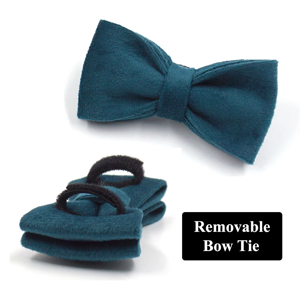 Изумрудно-зеленый бархатный ошейник для кошек разрывной персонализированный