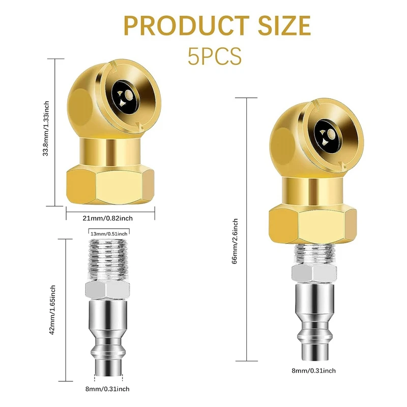 4 шт. 1/4 дюйма воздушный патрон колпачки для давления в шинах портативный