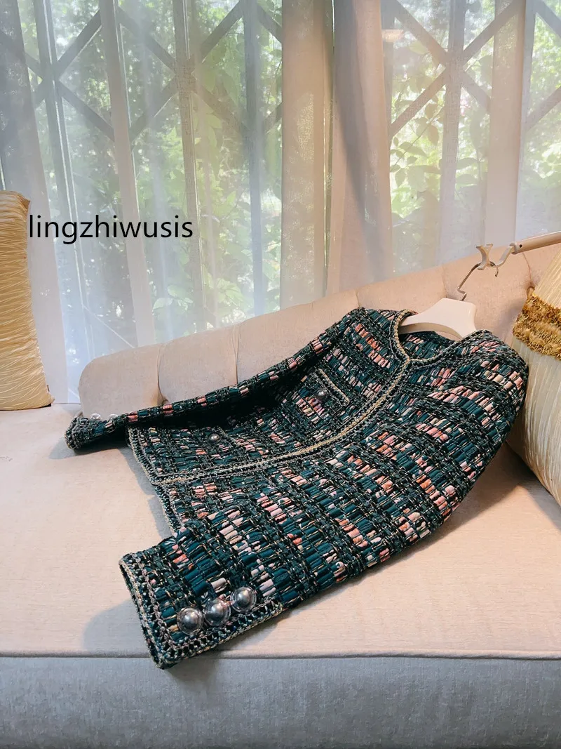 Женское винтажное пальто lingzhiwu элегантное зеленое с французским плетением