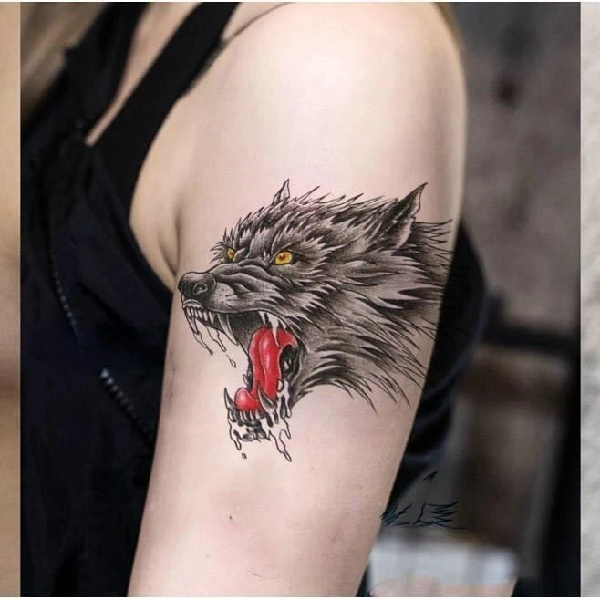 

Wolf Tattoos Waterproof Temporary Tattoo for Woman Men Fake Tattoo Stickers Lasting Calf Arm Tottoo Art Tatuajes Temporales