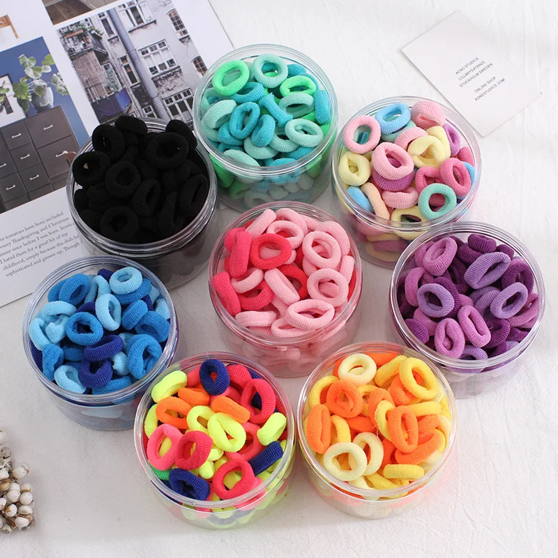 

Kids Elastic Hair Ties Colorful Baby Girls Headbands Ponytail Holders Rubber Band 100pcs Traceless Hair Ropes Set Hair Accessori