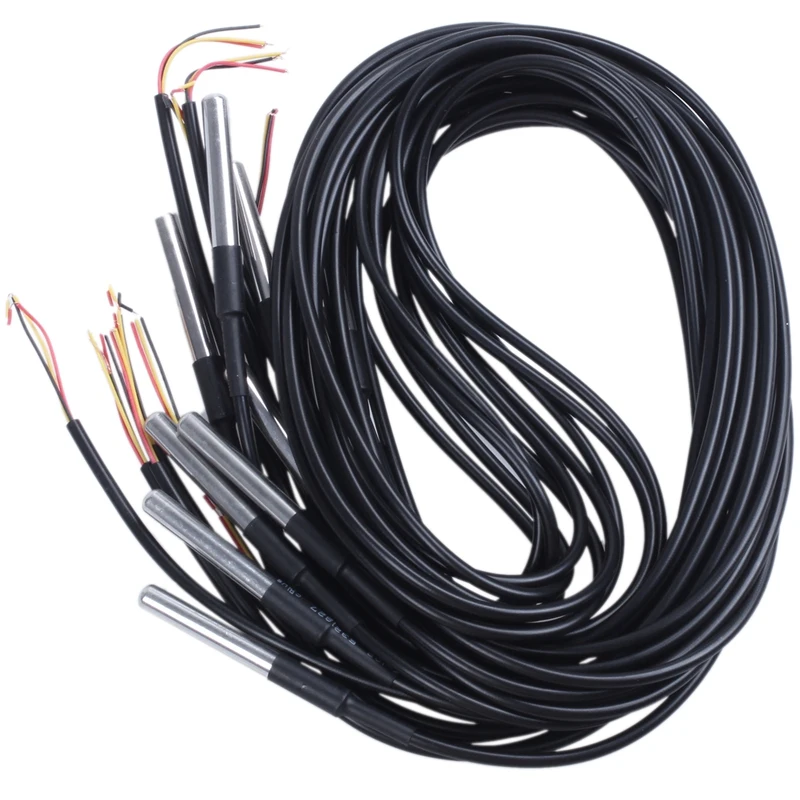 

Ds18b20 Waterproof Temperature Sensors Temperature Transmitter (New 10Pcs) Black
