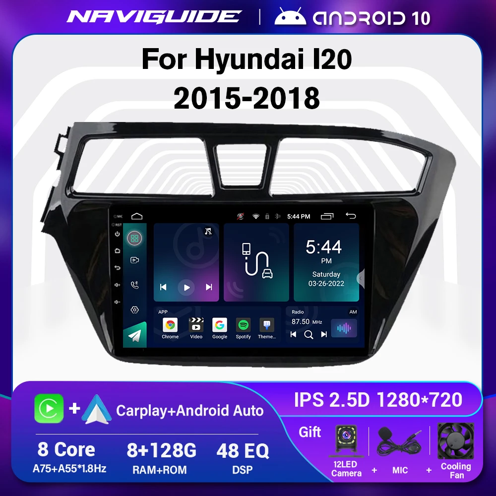 

NAVIGUIDE For Hyundai I20 LHD RHD 2015-2018 Car Radio Multimedia Video Player Navi GPS Android10 DSP Headunit No 2din 2 din DVD