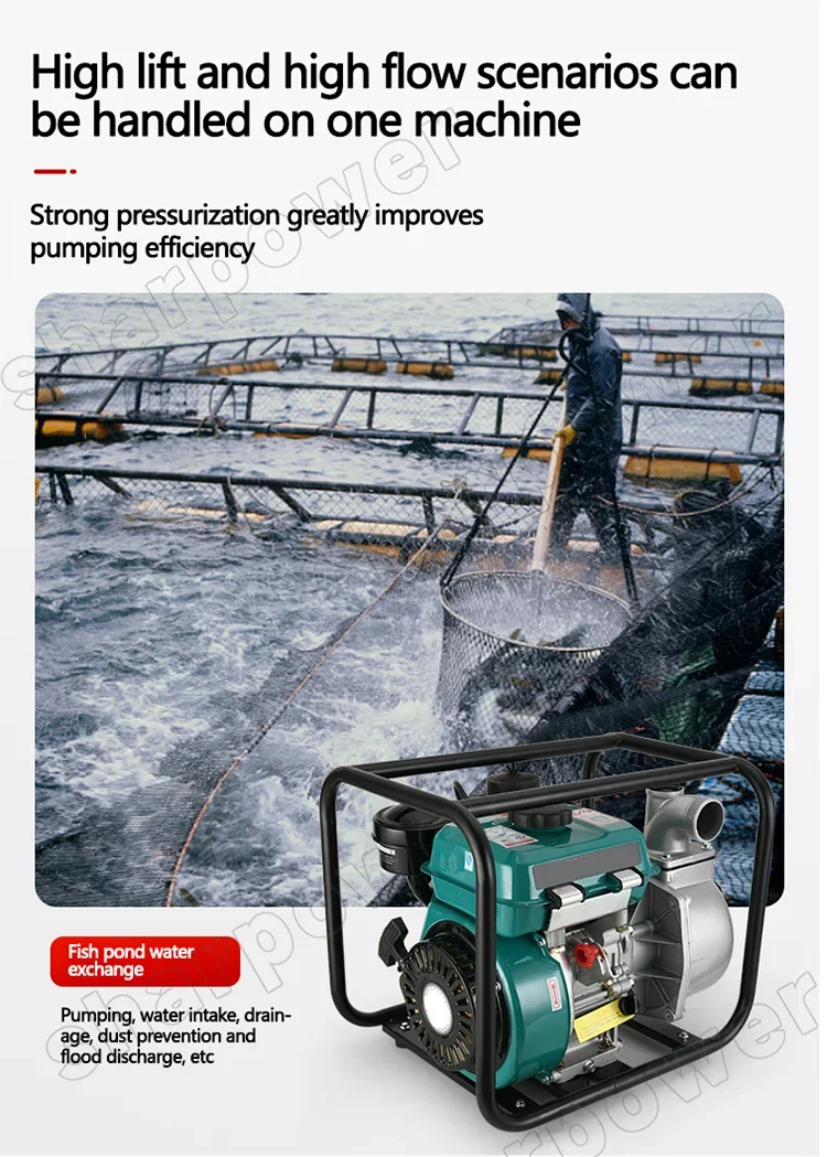 Сельскохозяйственный насос высокого давления 2 дюйма 3 4 бензиновый водяной для