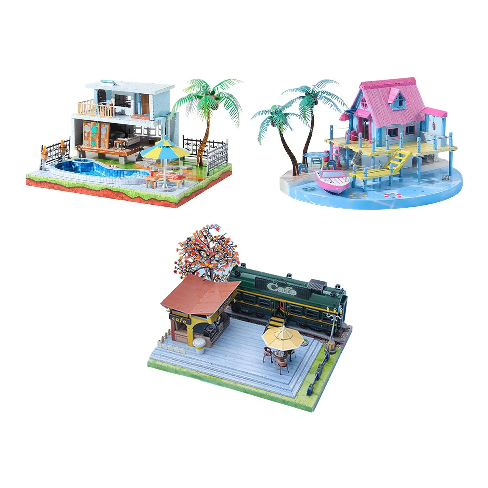 

3D Dollhouse Puzzle Home Decor Desktop Ornament Art House Building Model Set 3D Metal Puzzle for Girls Adults Kids
