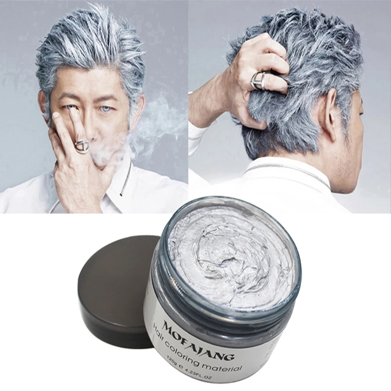 Hair Wax Styling Pomade Silver Grandma Grey Disposable Natural Hair Strong Gel Cream Hair Dye For Women Men 120g