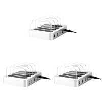 3pcs desktop charging station usb charging hub 6 ports multi port charger us plug