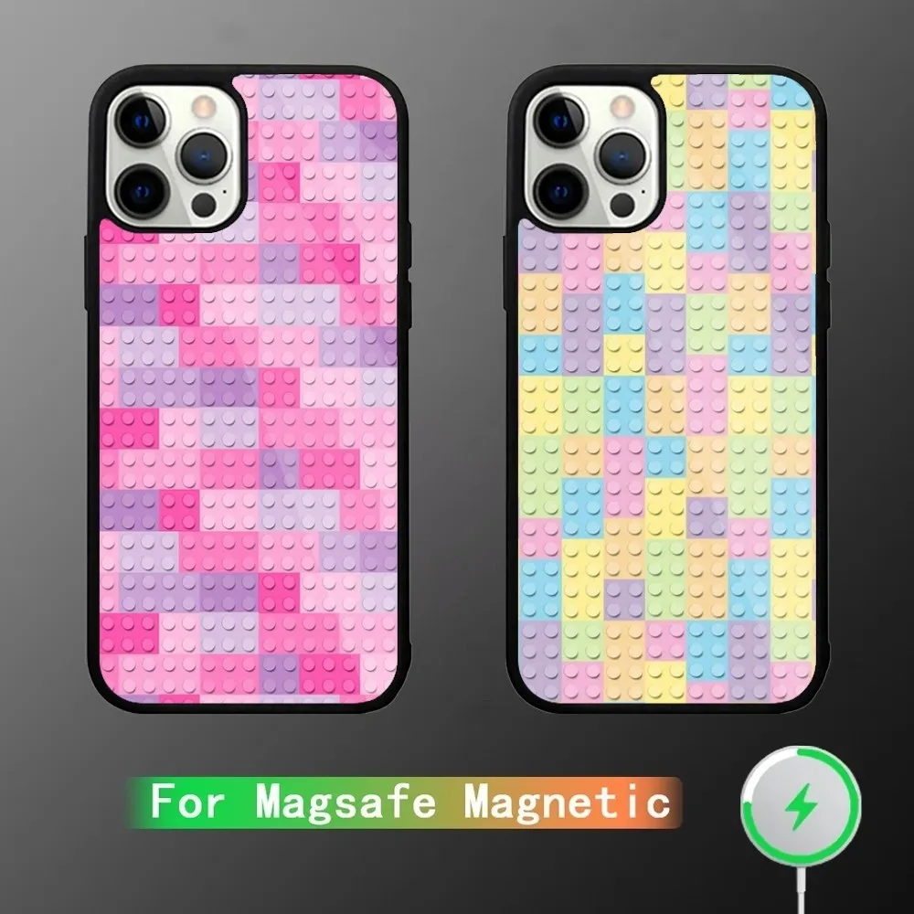 L-Legos блоки телефонный чехол для iPhone 15 14 13 12 11 Plus Pro Max Mini Magsafe Магнитная Беспроводная