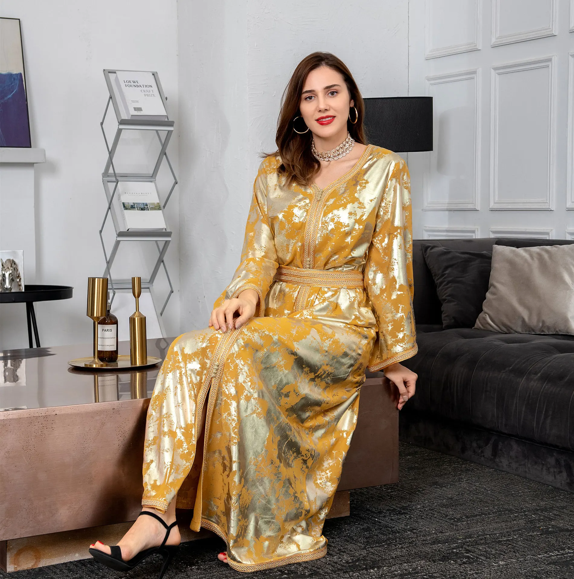 Eid Mubarak Muslim Fashion Kaftan Dress Abayas for Women Dubai Evening Dresses Jalabiya Turkey Abaya Outfit Islam Arabic Oman
