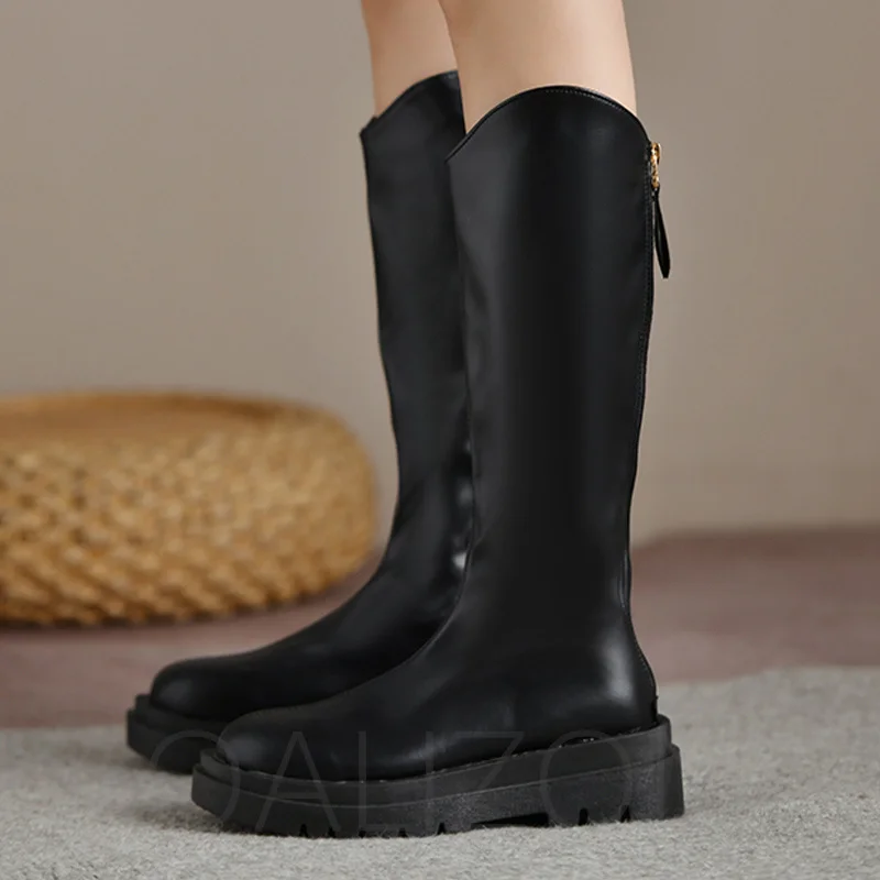 

Женские сапоги Челси до колена на среднем каблуке, новинка зимы 2022, дизайнерская женская обувь на платформе, готические мотоциклетные сапог...