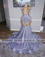 sexy lllusion halter mermaid prom dresses appliques velvet evening gowns sleeveless ruffles party dress robes de soir%c3%a9e