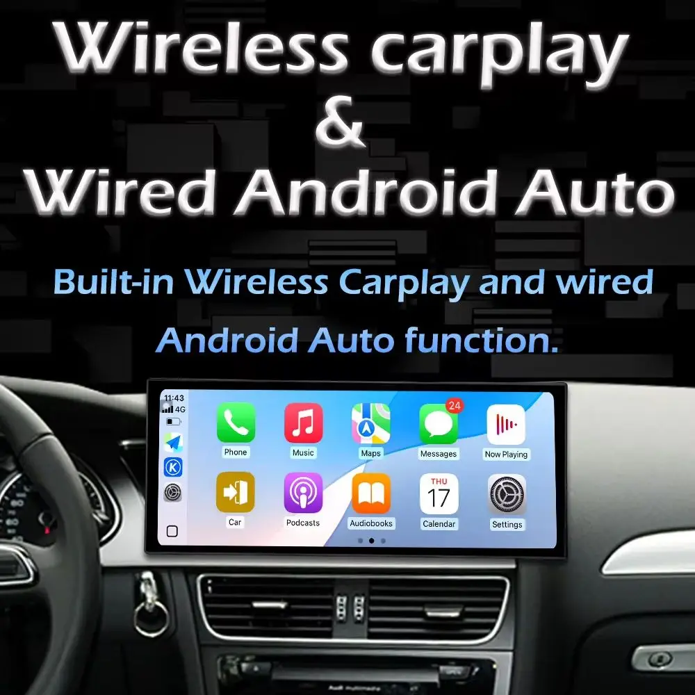 Фото GPS-навигация, беспроводной Carplay для Audi A4 2017 2018 2019, DSP стерео 12,3-дюймовый умный сенсорный экран, авторадио, охлаждающий вентилятор, без 2din №2