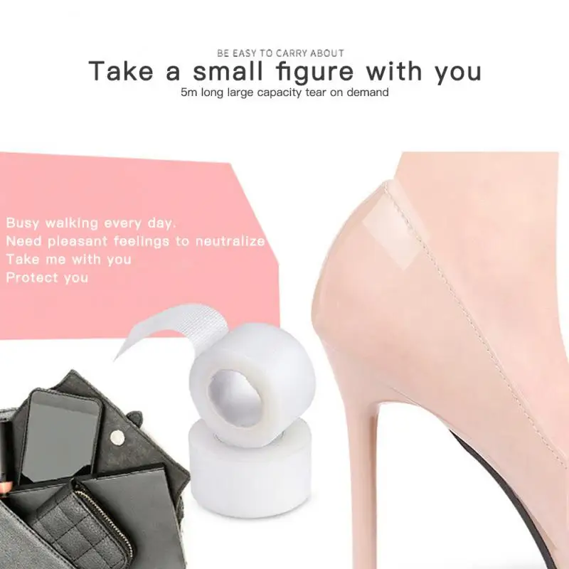 

Foot Pad 1roll Anti-friction 5m X 2.5cm Anti-wear Wearproof High Heels Heel Sticker Tape Invisible Self-adhesive Skin Care Tool