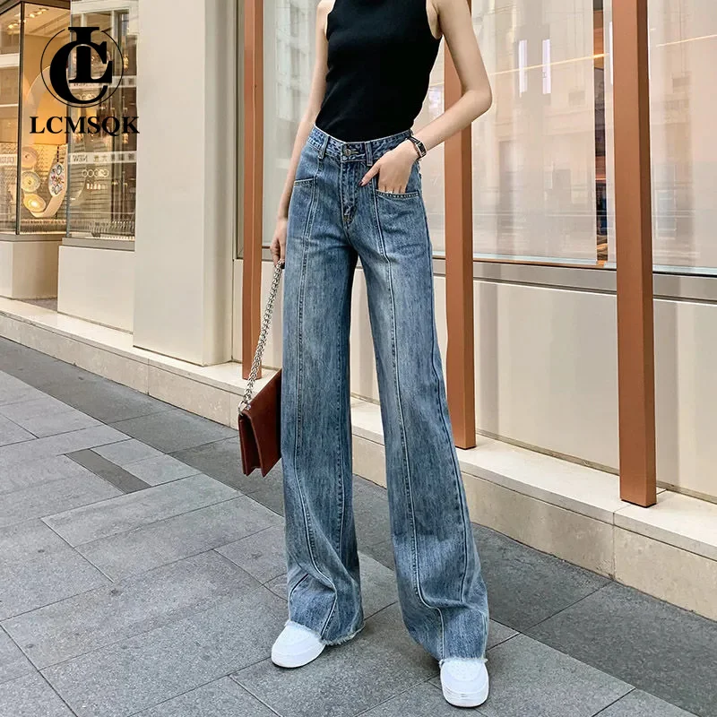 Women's Pants Baggy Jeans Woman High Waist Streetwear Straight Leg Jeans Female Clothing Vintage Clothes Y2k Denim 2022 Blue