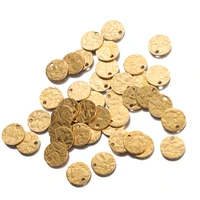 40pcs brass hammered textured round charms embossing circle stamping disc coin tags pendants for diy bracelet jewelry making