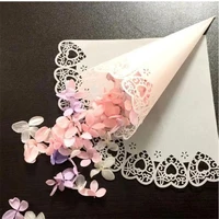 50pcs laser cut love heart lace laying candy wedding party favors confetti cones paper cone wedding decoration supplies