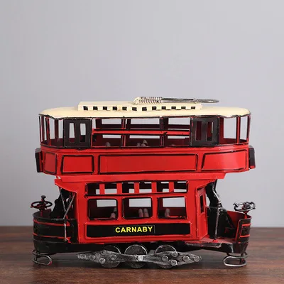 Ностальгическая двухъярусная тележка из кованого железа модель автобуса ручной