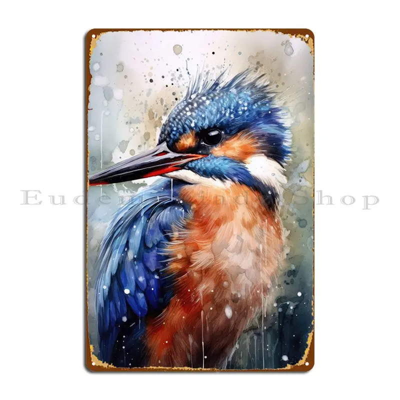 

Watercolour Kingfisher Art Metal Plaque Poster Create Designer Cinema Pub Club Tin Sign Poster