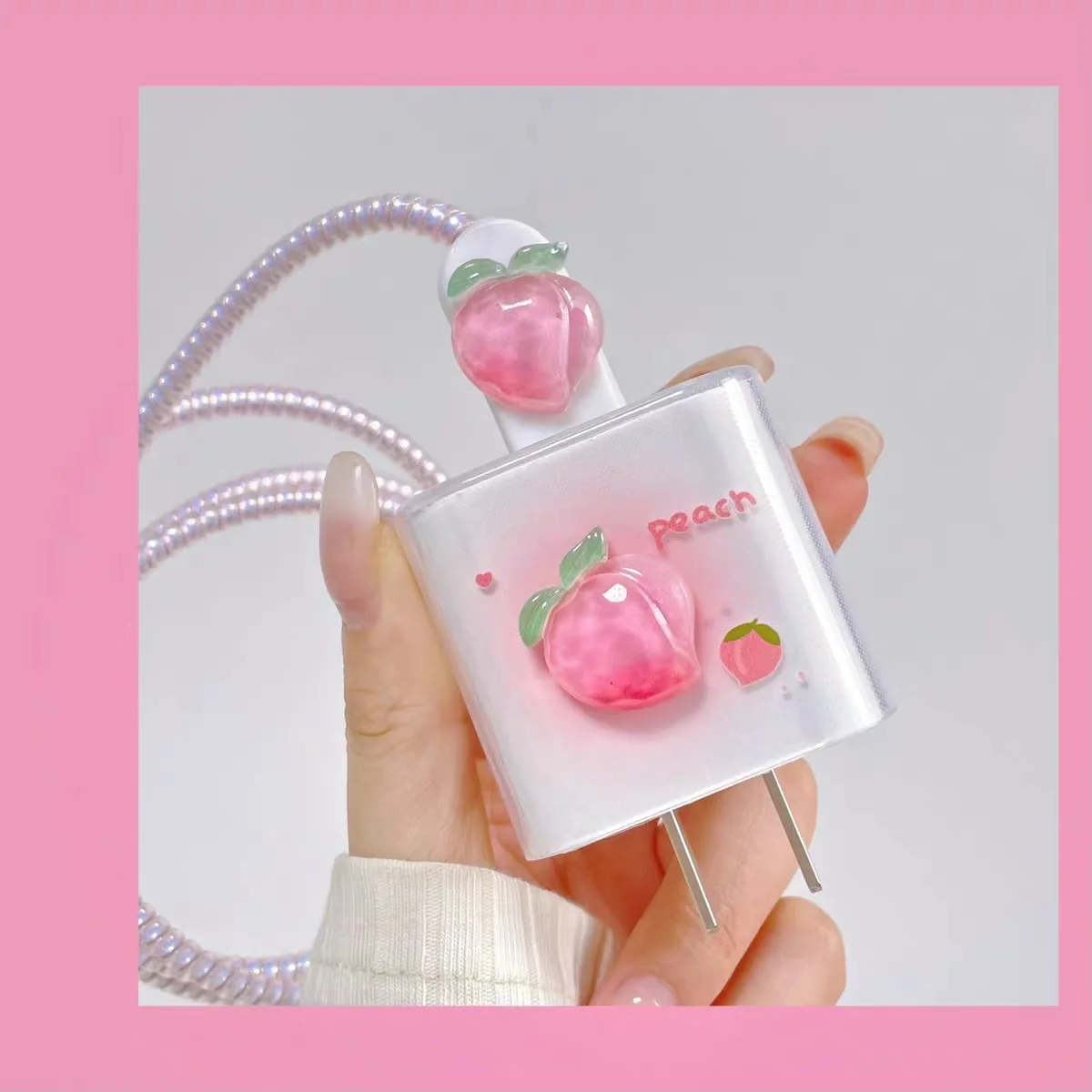 Защитный органайзер для зарядного устройства iPhone 14 13 12 11 Pro Max 18/20 Вт 3D Honey Peach