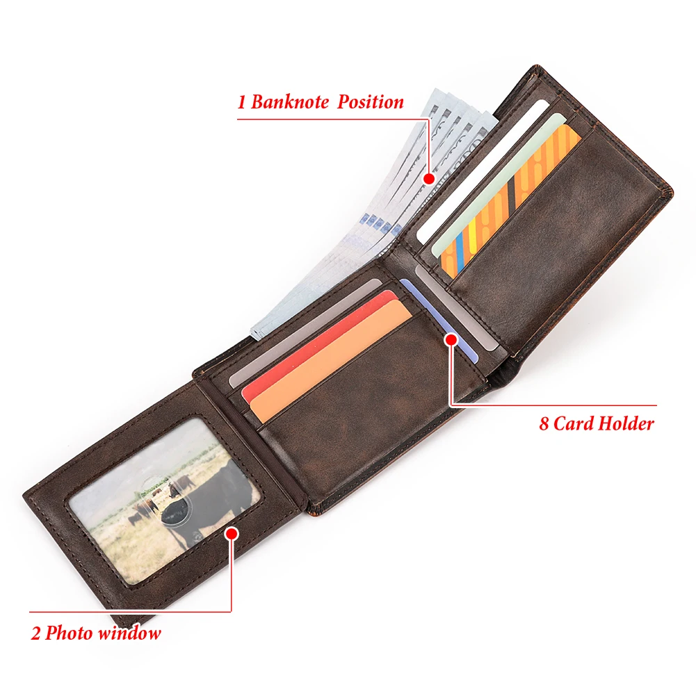 Мужской Кошелек Из Натуральной Кожи С Карманом Для Монет Защита От RFID Железная