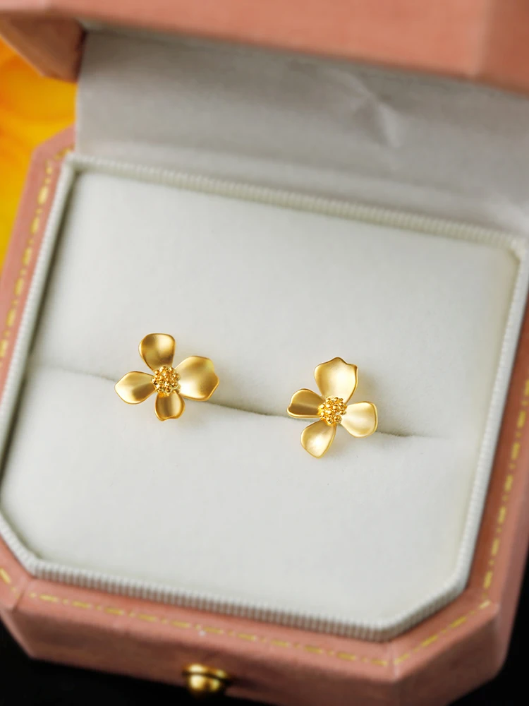 &quotOsmanthus Fragrance&quot Golden Little Flower Silicone Ear Clip Women Earless Earrings New Small Exquisite Temperament
